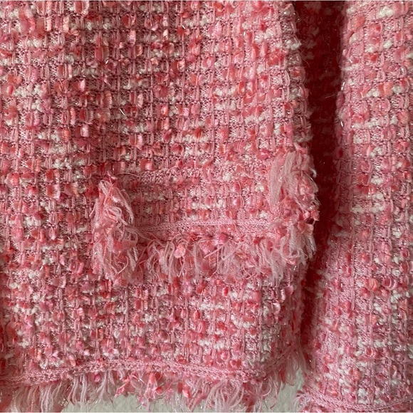 Escada Tweed Jacket Size 44 Pink White Metallic Elegant Barbiecore Elegant - Picture 7 of 11